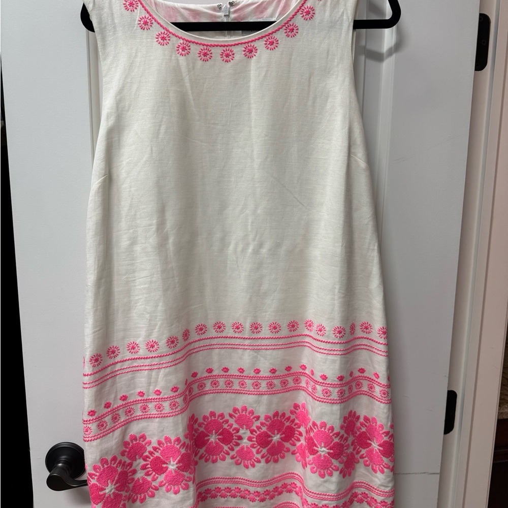 Vineyard Vines White Dress with Pink Accents